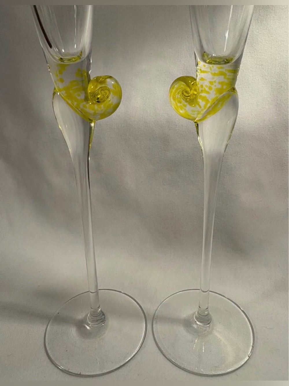 RARE..!!! vintage champagne, flute, glasses, snail art glass - Picture 8 of 13